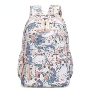 kawaii teen girls backpack aesthetic back to school bags cute cartoon kitty dog large capacity casual daypack (mix cat)