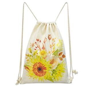 mositu drawstring backpack for women drawstring bag sunflower drawstring backpack vintage floral sack bag flower draw string bag beach shopping backpack sport gym travel sackpack…