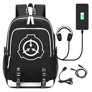 chenmeili scp printed travel backpack laptop bag college bag bookbag with usb charging port