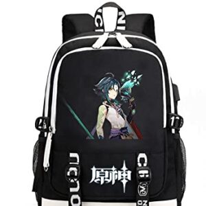 TTBRAND Joyee Hot Game Genshin Impact Cosplay Backpack with USB Charging Port for Teen. (Xiao)