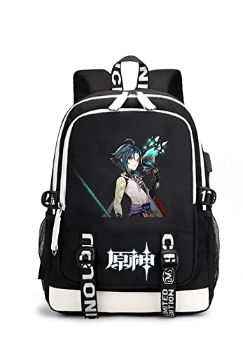 TTBRAND Joyee Hot Game Genshin Impact Cosplay Backpack with USB Charging Port for Teen. (Xiao)