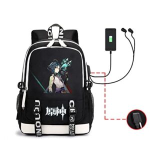 TTBRAND Joyee Hot Game Genshin Impact Cosplay Backpack with USB Charging Port for Teen. (Xiao)