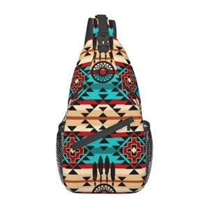 retro native indian american sling native pattern sling backpack crossbody cross chest bag daypack for hiking travel
