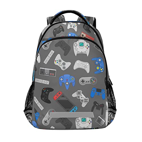 Video Game Controller School Backpacks with Chest Strap for Teens Boys Girls,Lightweight Student Bookbags 17 Inch, Gamepad Background Casual Daypack Schoolbags