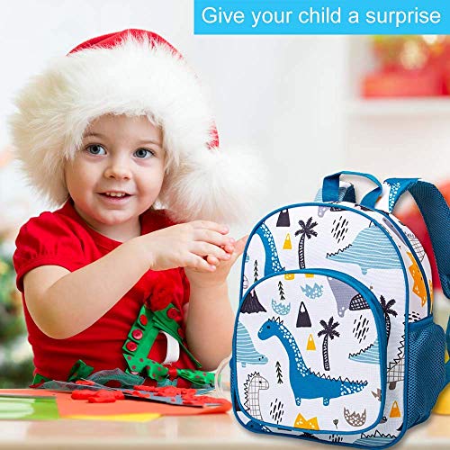 3PCS Toddler Backpack for Boys, 12.5" Dinosaur Book Bag and Lunch Box Set