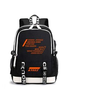 JUSTGOGO Korean KPOP ATEEZ Backpack Daypack Laptop Bag School Bag Mochila Bookbag