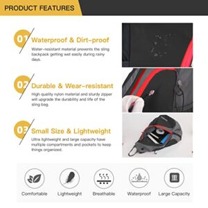 Dehikewell Sling Bag Crossbody Sling Backpack Earphone Hole Shoulder Chest Bag Daypack Men Women Hiking Camping Outdoor