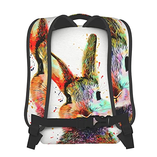 FACITE Laptop Tote Backpack, Colorful Bunny Rabbit Travel Backpack Multipurpose Casual Daypack for Women Men Work,Travel,Business,College School