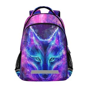 alaza wolf print galaxy starry sky animal backpack purse for women men personalized laptop notebook tablet school bag stylish casual daypack, 13 14 15.6 inch