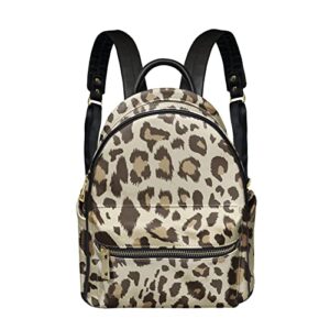 snilety brown leopard design leather daypack casual daily use,pu leather shoulder bag portable backpack for boys girls teenager large capacity bookbag with adjustable straps bags
