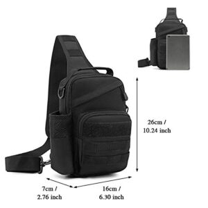 BAIGIO Small Tactical Sling Bag One Shoulder Chest Backpack Casual Daypack (Black with Top-handle)