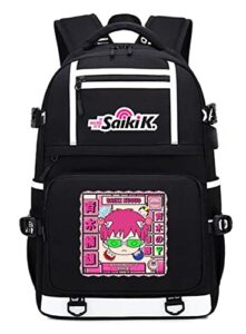 gnoved anime the disastrous life of saiki k backpack with charging port, unisex laptop backpack school bag bookbags.(style2)