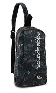 edge sports unisex crossbody sling bag day bag for the gym, hiking, running, training, and travel (green camo)