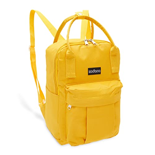 Zodaca Mini Square Backpack for Women, Small Mango Yellow Bag (9 x 12 Inches)