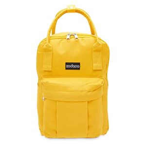 Zodaca Mini Square Backpack for Women, Small Mango Yellow Bag (9 x 12 Inches)