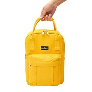 Zodaca Mini Square Backpack for Women, Small Mango Yellow Bag (9 x 12 Inches)