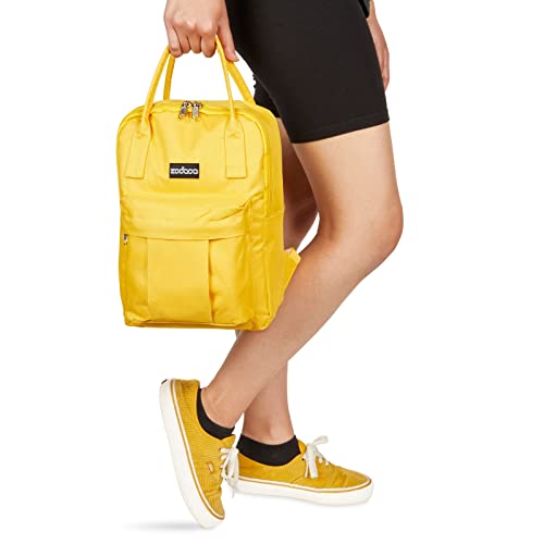 Zodaca Mini Square Backpack for Women, Small Mango Yellow Bag (9 x 12 Inches)