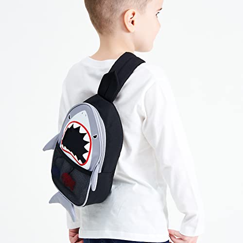 Strong Cute Shark Character Small Sling Shell Lightweight Bag Crossbody Backpack Chest Shoulder Mini Travel Tour Pouch One Strap Hiking Purse for kids