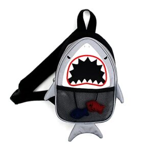 strong cute shark character small sling shell lightweight bag crossbody backpack chest shoulder mini travel tour pouch one strap hiking purse for kids