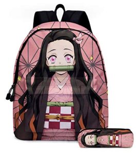 xixisa anime nezuko shinobu kanroji inosuke cosplay school backpack with pencil case anime backpacks for teens