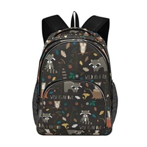 alaza raccoon owl cartoon school bag casual daypack book bags for primary junior high school