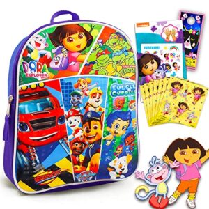 dora the explorer and friends mini backpack toddler preschool ~ bundle with 11″ mini backpack featuring dora, paw patrol, bubble guppies, blaze, tmnt, with stickers