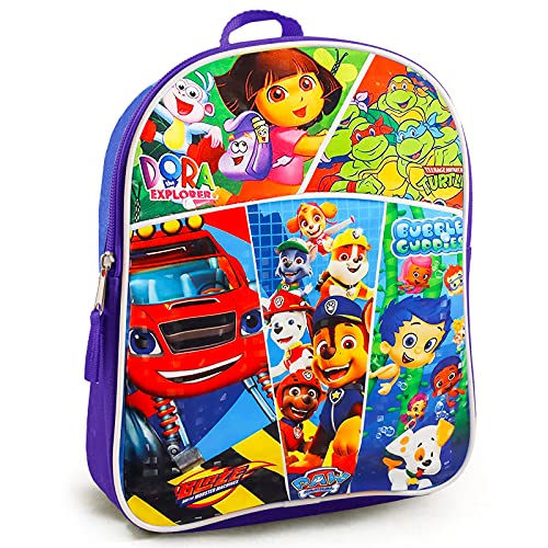 Dora the Explorer and Friends Mini Backpack Toddler Preschool ~ Bundle with 11" Mini Backpack Featuring Dora, Paw Patrol, Bubble Guppies, Blaze, TMNT, with Stickers