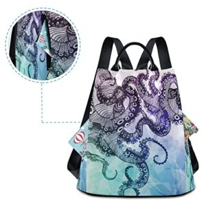 ALAZA Abstract Octopus Fish Animal Women Backpack Anti Theft Back Pack Shoulder Fashion Bag Purse