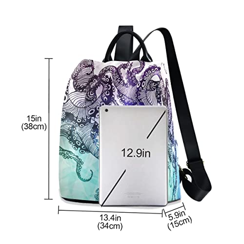 ALAZA Abstract Octopus Fish Animal Women Backpack Anti Theft Back Pack Shoulder Fashion Bag Purse