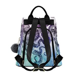 ALAZA Abstract Octopus Fish Animal Women Backpack Anti Theft Back Pack Shoulder Fashion Bag Purse