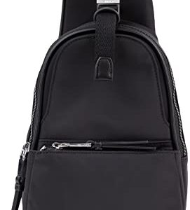 Calvin Klein Shay Organizational Sling Backpack, Black/Silver,One Size