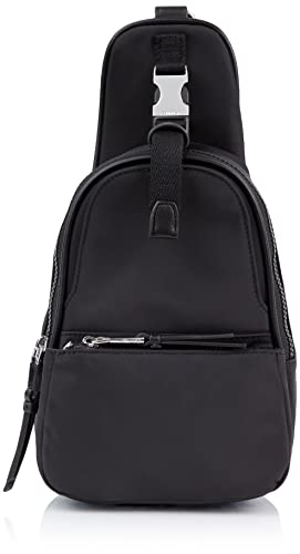 Calvin Klein Shay Organizational Sling Backpack, Black/Silver,One Size