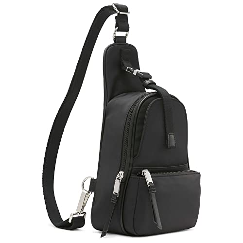 Calvin Klein Shay Organizational Sling Backpack, Black/Silver,One Size