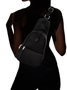 Calvin Klein Shay Organizational Sling Backpack, Black/Silver,One Size