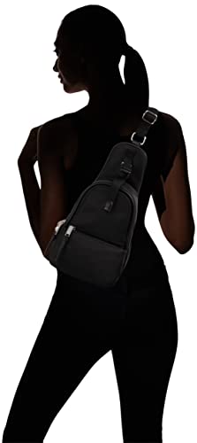 Calvin Klein Shay Organizational Sling Backpack, Black/Silver,One Size