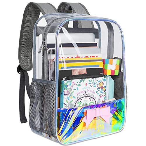 Clear Backpack Heavy Duty, TPU Extra Large Clear Bookbag For High School Work Travel Stadium, Cute See Through Transparent School Backpack For Teens Girls Women Kids Adults, With Reinforced Straps