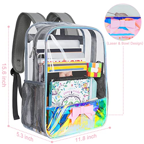 Clear Backpack Heavy Duty, TPU Extra Large Clear Bookbag For High School Work Travel Stadium, Cute See Through Transparent School Backpack For Teens Girls Women Kids Adults, With Reinforced Straps