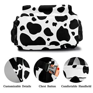 ArtGift Personalized Black White Cow Print Backpack Causual Shoulder Bags for Women Men Gift, 12.2(L) x 5.9(W) x 16.5(H) Inch
