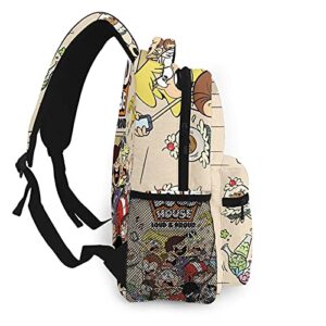 Cartoon The Loud House Casual Backpack Fun Laptop Back Pack Book Bag Hiking Outgoing Daypack For Adult Women Mens