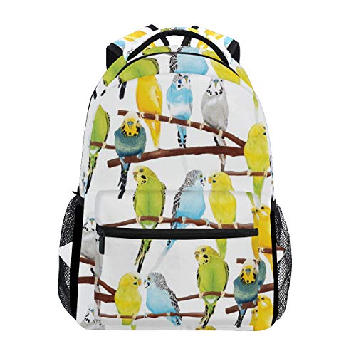 Backpack for Adult Kids Stylish Budgie Bird Backpack Lightweight School College Travel Bags Halloween Christmas Gifts