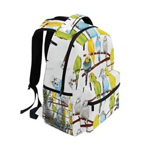 Backpack for Adult Kids Stylish Budgie Bird Backpack Lightweight School College Travel Bags Halloween Christmas Gifts