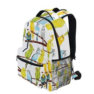 Backpack for Adult Kids Stylish Budgie Bird Backpack Lightweight School College Travel Bags Halloween Christmas Gifts