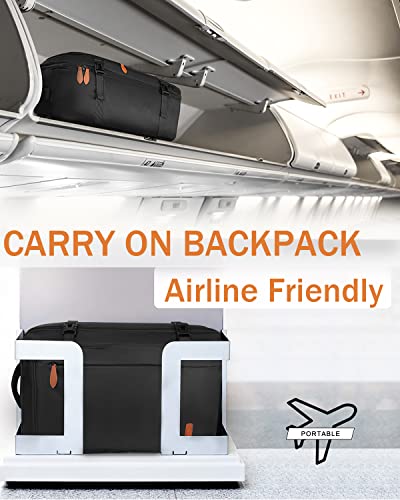 Carry on Backpack with DIY Divider, 45L Travel Backpack Airline Approved for Men, Underseat Luggage Suitcase Daypack Overnight Weekender Bags for Flight Personal Item, Gifts for Travelers Women, Black