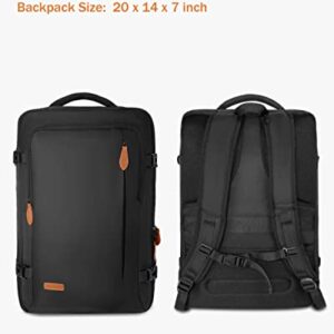 Carry on Backpack with DIY Divider, 45L Travel Backpack Airline Approved for Men, Underseat Luggage Suitcase Daypack Overnight Weekender Bags for Flight Personal Item, Gifts for Travelers Women, Black