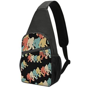 funnystar retro bigfoot sasquatch sling bag crossbody shoulder chest bags print backpack travel daypack