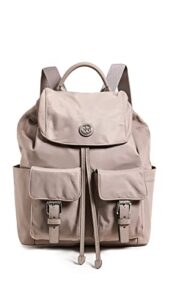 tory burch women’s virginia flap backpack, gray heron, grey, one size