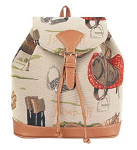 signare tapestry fashion backpack rucksack for women with horse design (ruck-hor)