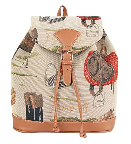 Signare Tapestry Fashion Backpack Rucksack for Women with Horse Design (RUCK-HOR)