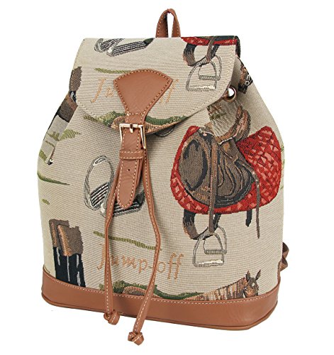 Signare Tapestry Fashion Backpack Rucksack for Women with Horse Design (RUCK-HOR)