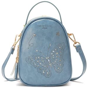 aphison girls backpack mini backpack purse for women teenage girls purse pu leather cute kids backpack s-butterfly-blue